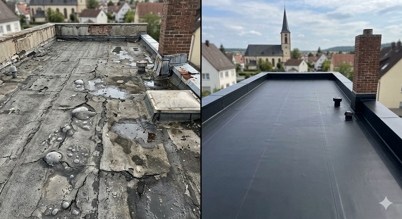 Flachdach nach EPDM-Abdichtung