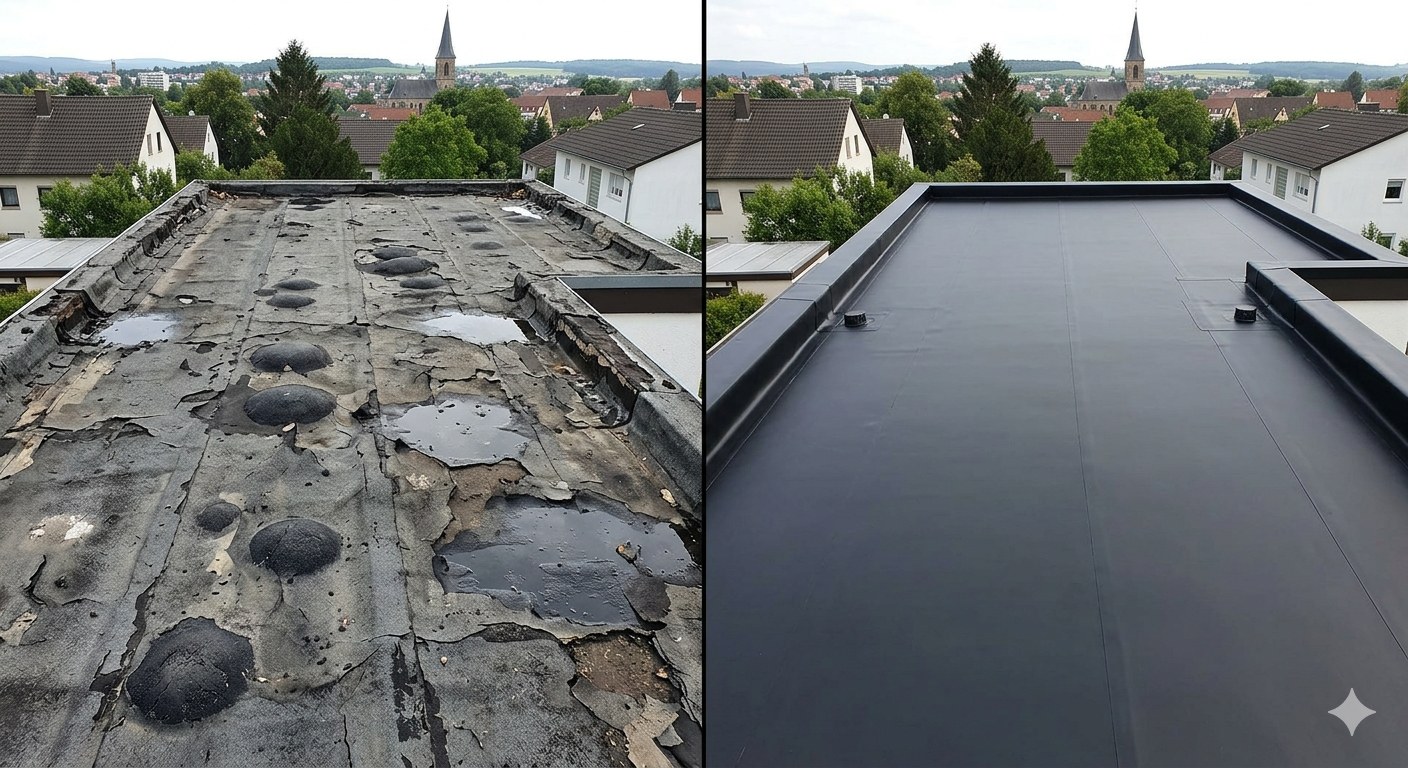 Flachdach vor der Sanierung